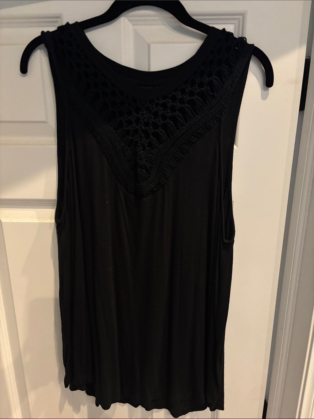Daytrip Black Crochet Yoke Tank Top